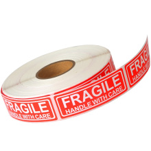 1x3 inch red self adhesive fragile shipping label sticker roll for warning handle with care